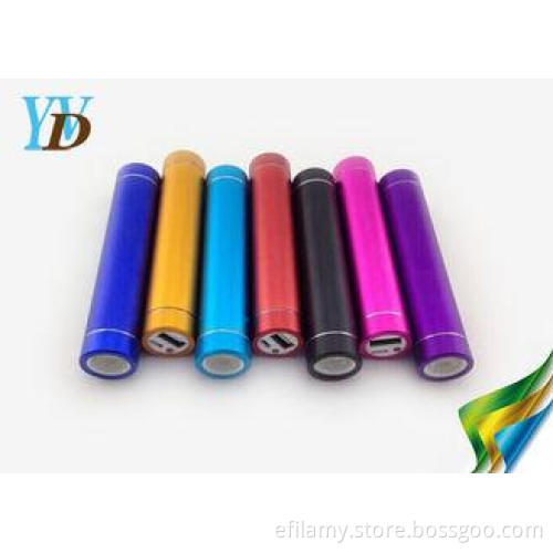 Tube 2000mAh Round Metal 18650 Li-ion Battery Power Bank Fo